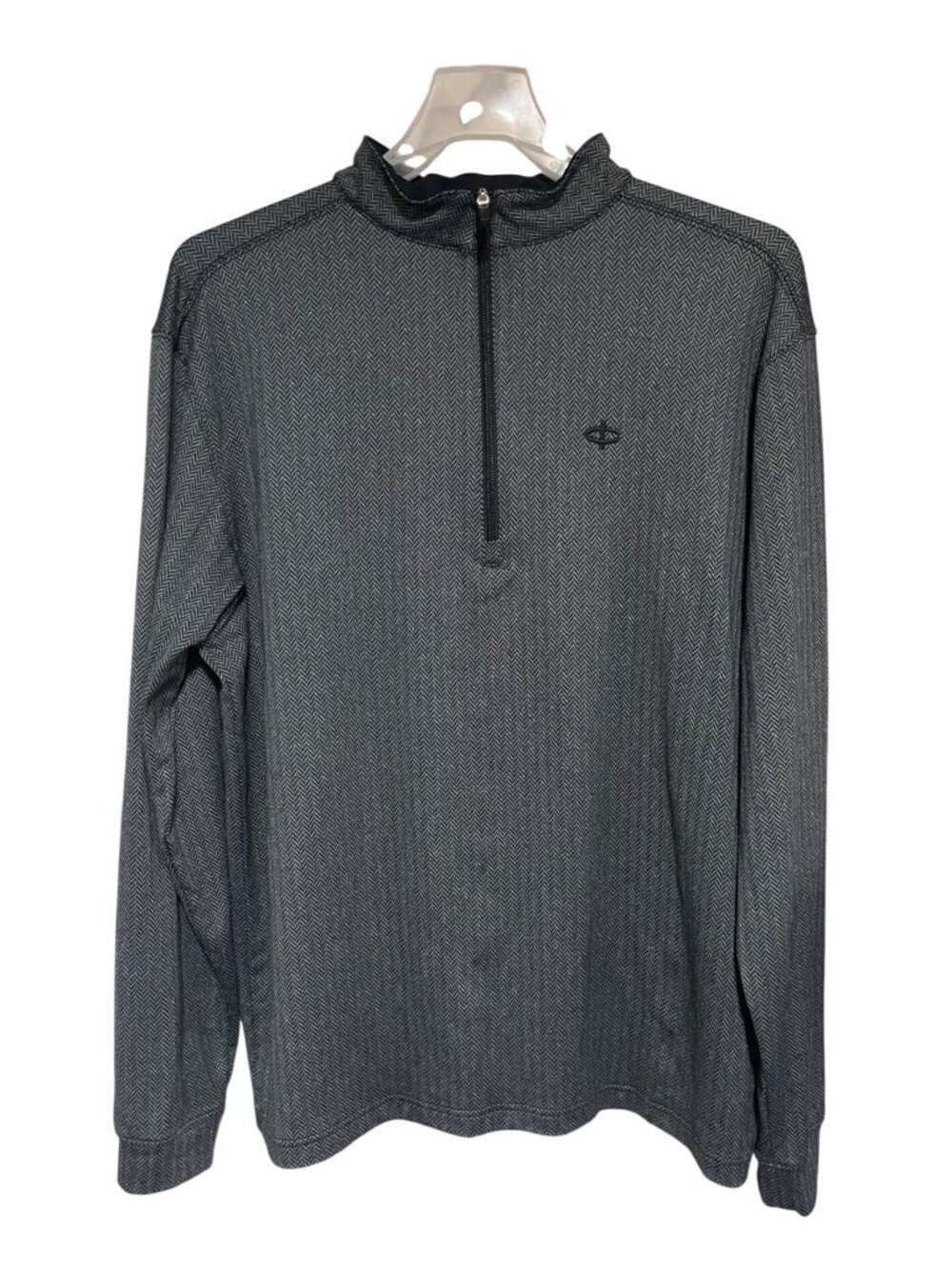 Straight Down Mens 2XL Quarter Zip Pullover Relaxed Athletic Fit Herringbone Gra